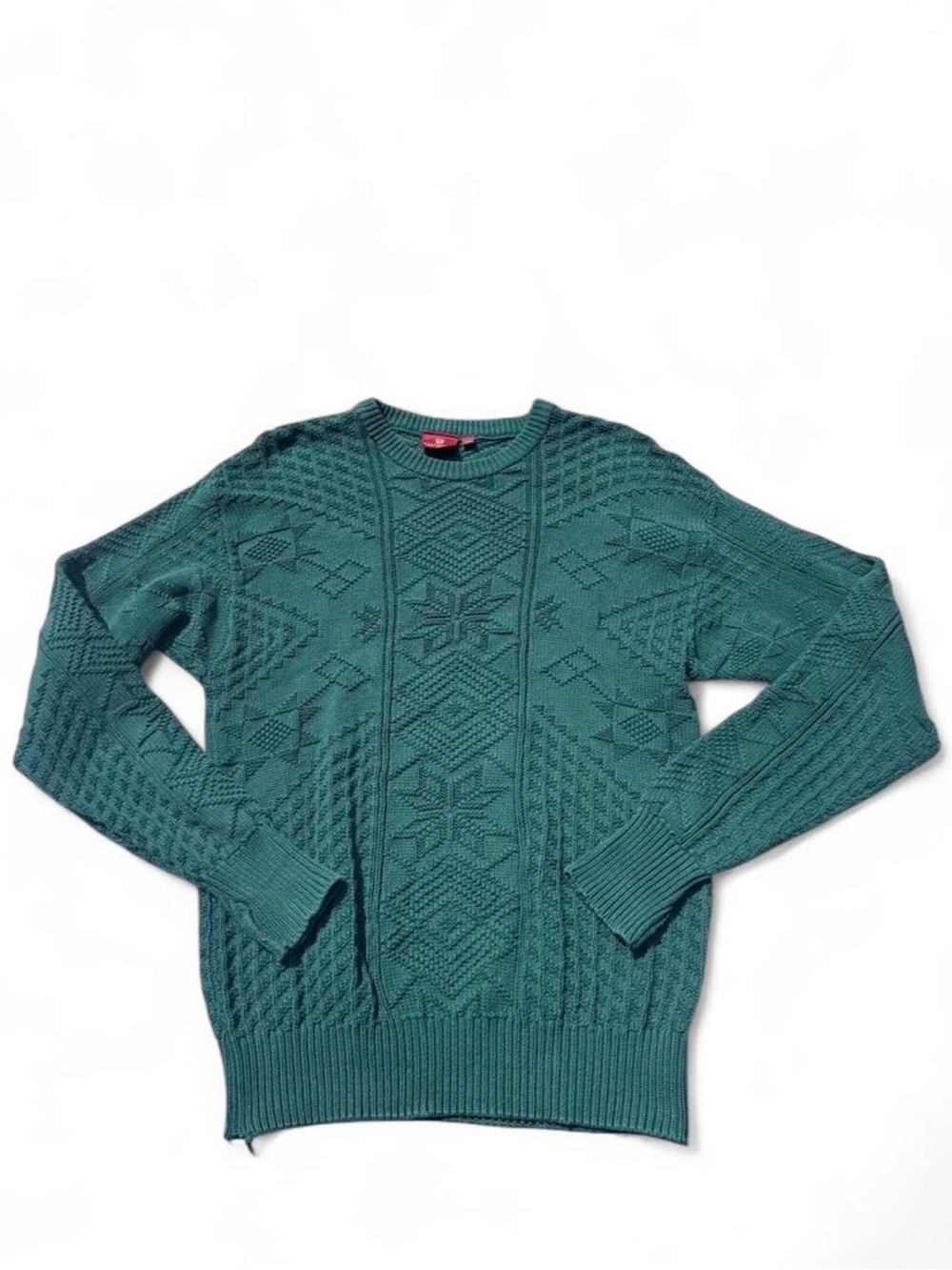 Nordstrom Men’s Teal Green Textured Cable Crewneck Sweater